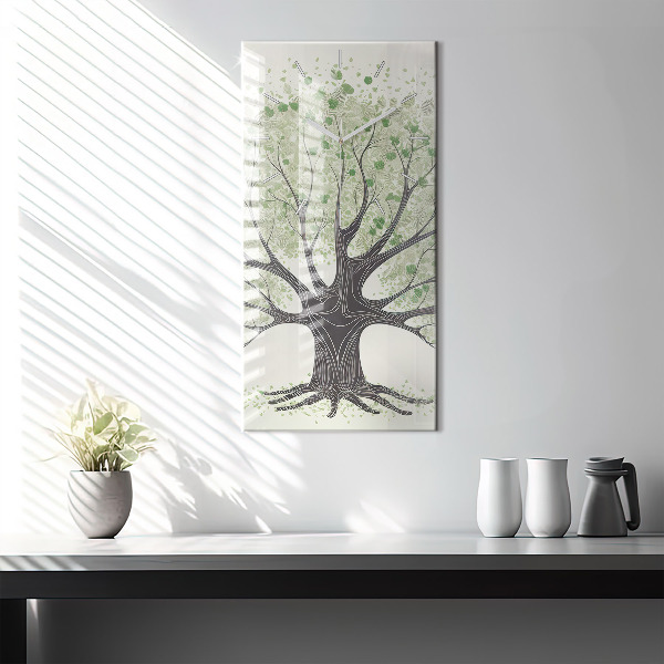 Vertical wall clock Big tree nature