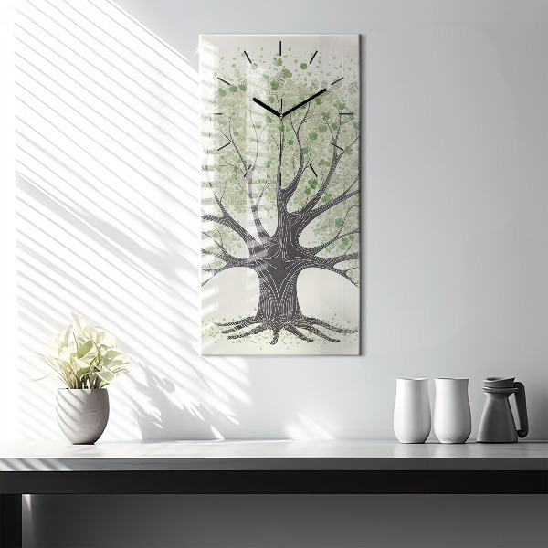 Vertical wall clock Big tree nature