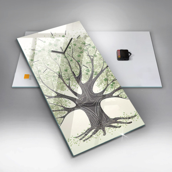Vertical wall clock Big tree nature