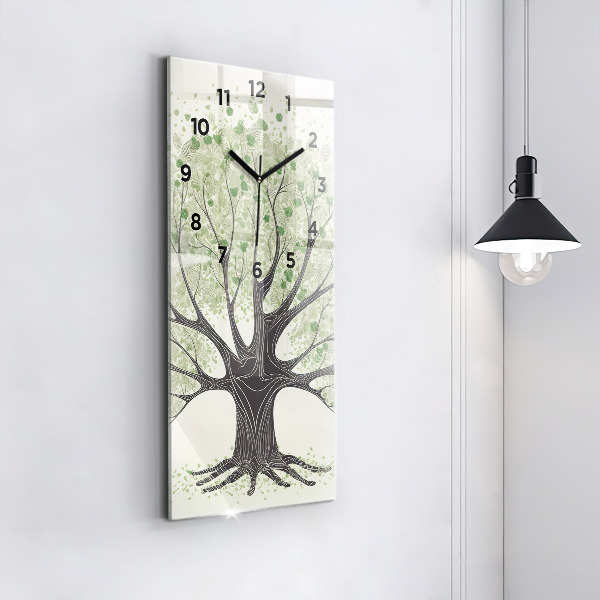 Vertical wall clock Big tree nature