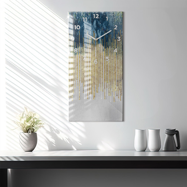 Vertical wall clock Decorative pattern and gold