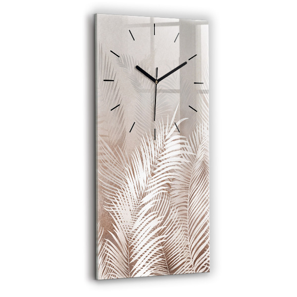 Vertical wall clock Tropical boho leaves