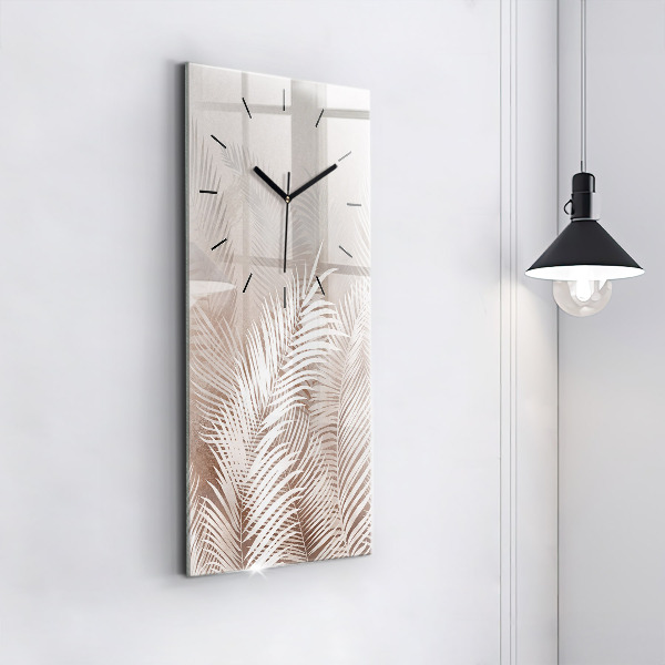 Vertical wall clock Tropical boho leaves