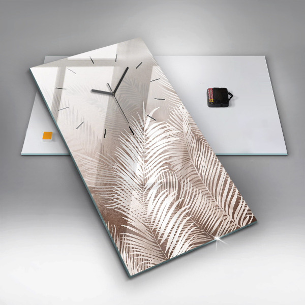 Vertical wall clock Tropical boho leaves