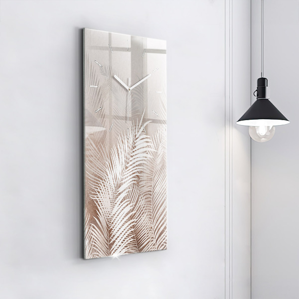 Vertical wall clock Tropical boho leaves