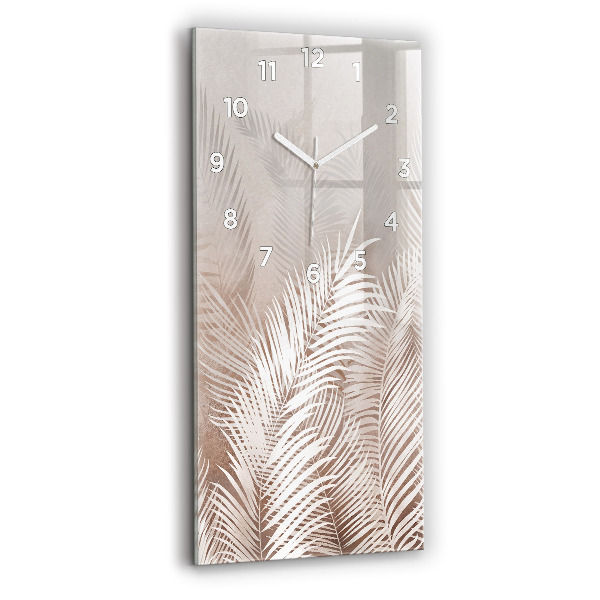 Vertical wall clock Tropical boho leaves