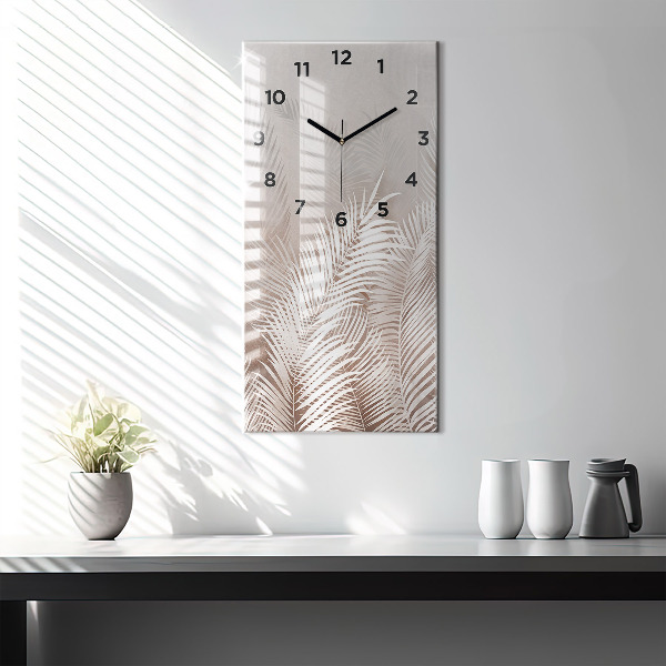 Vertical wall clock Tropical boho leaves