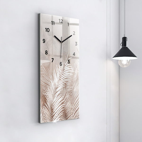 Vertical wall clock Tropical boho leaves