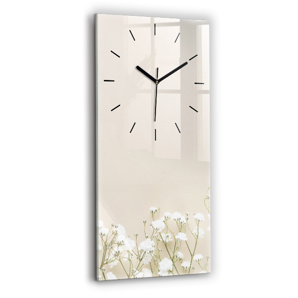 Vertical wall clock Blooming gypsophila flowers
