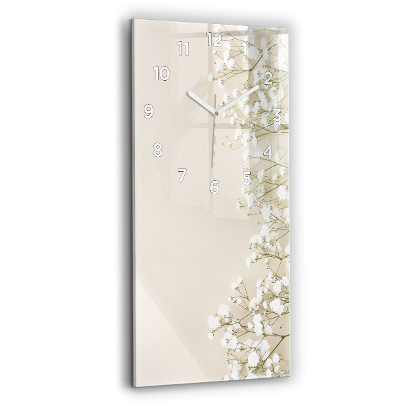 Vertical wall clock Blooming gypsophila flowers