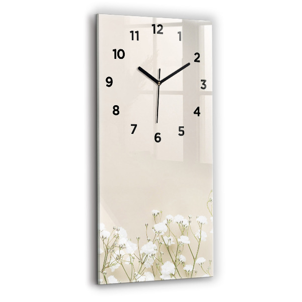 Vertical wall clock Blooming gypsophila flowers