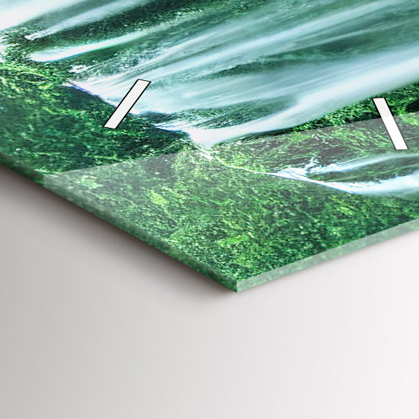 Vertical wall clock Waterfall among the moss