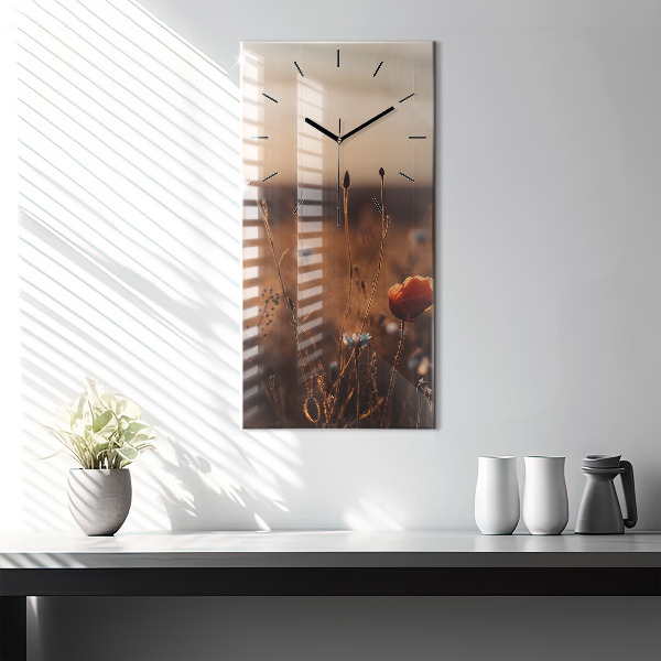 Vertical wall clock Field sunrise