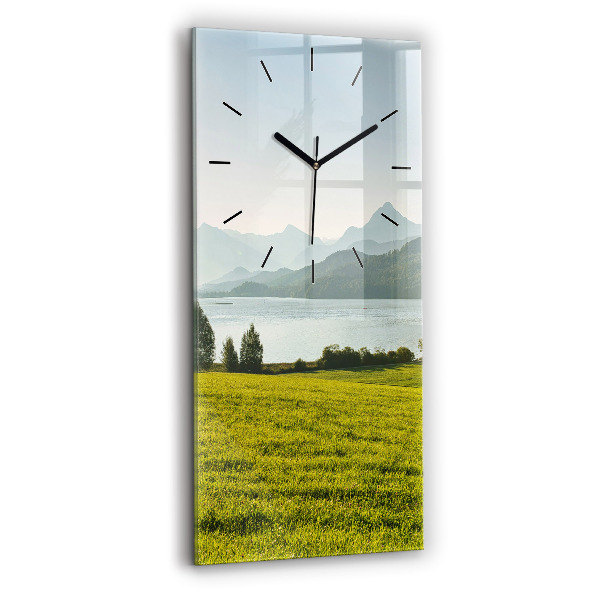 Vertical wall clock Mountains and field