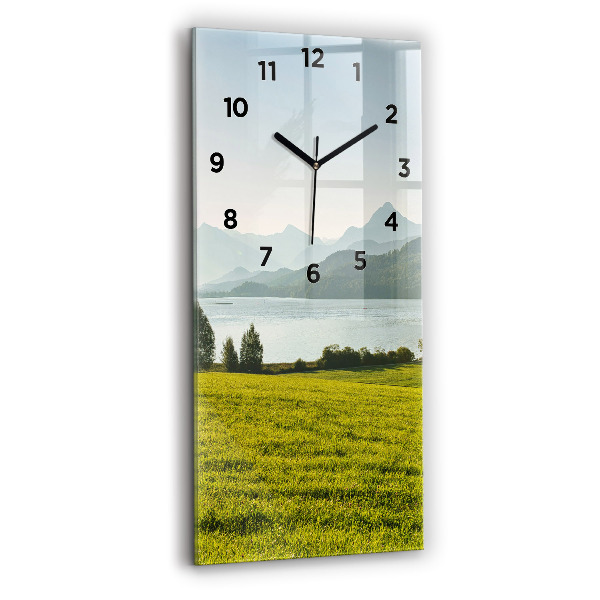 Vertical wall clock Mountains and field