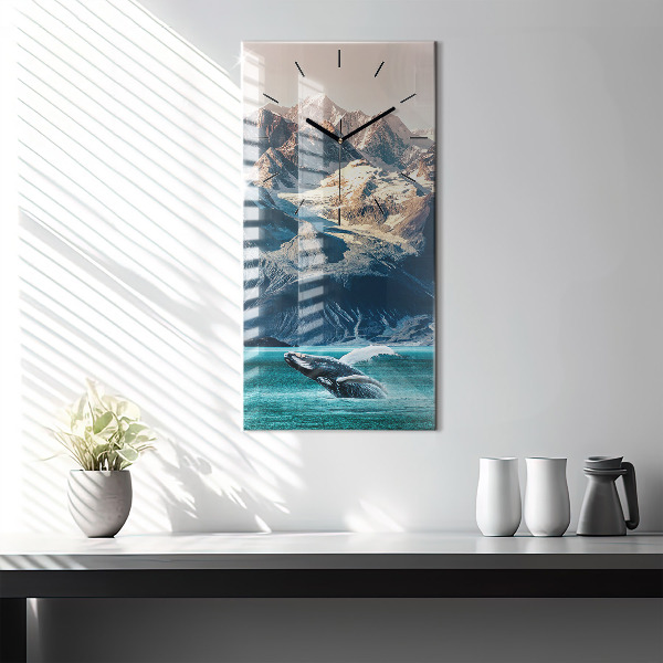Vertical wall clock Whale water