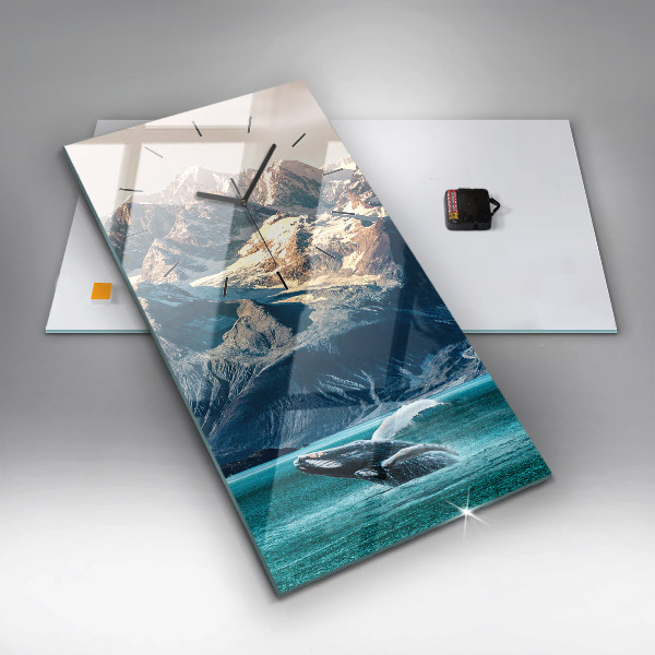 Vertical wall clock Whale water