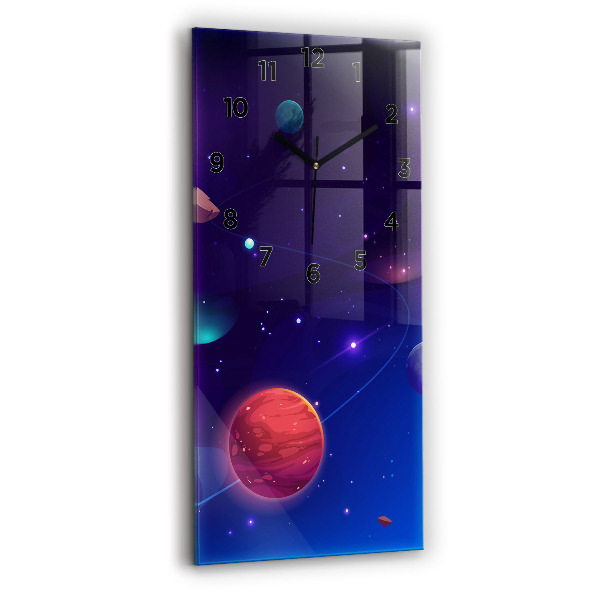 Vertical wall clock Planets galaxy