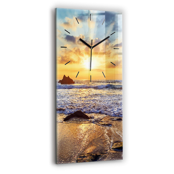Vertical wall clock Sunset on the beach