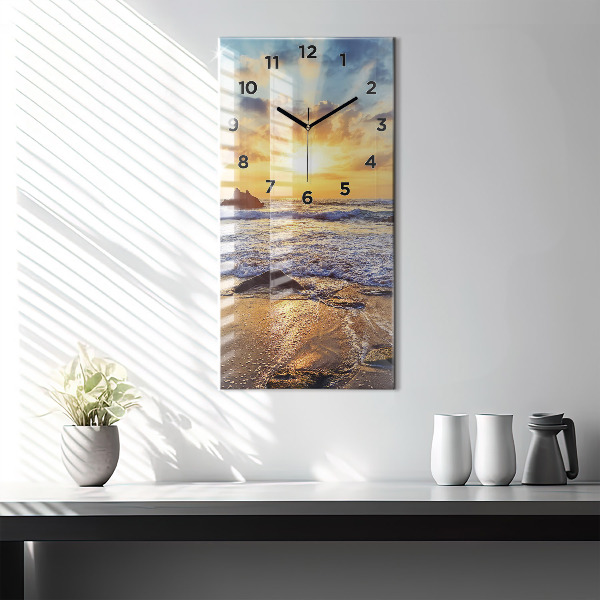 Vertical wall clock Sunset on the beach
