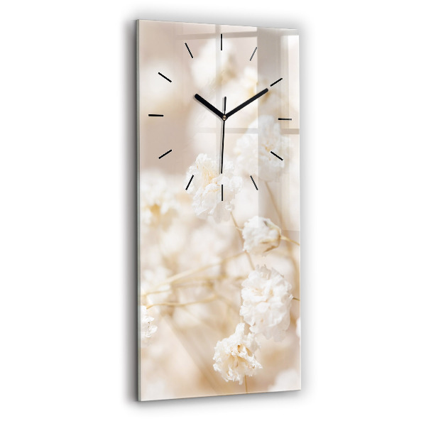 Vertical wall clock Small white flowers