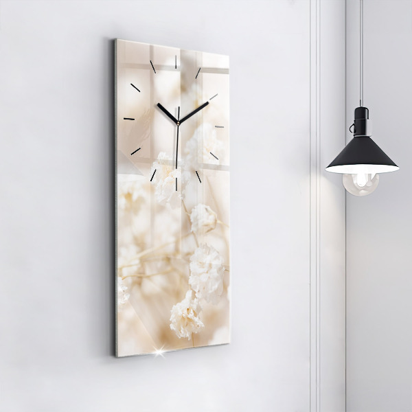 Vertical wall clock Small white flowers