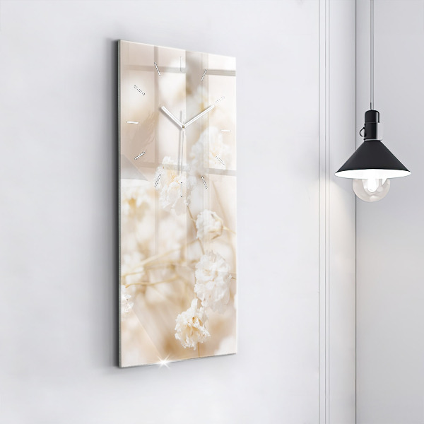 Vertical wall clock Small white flowers