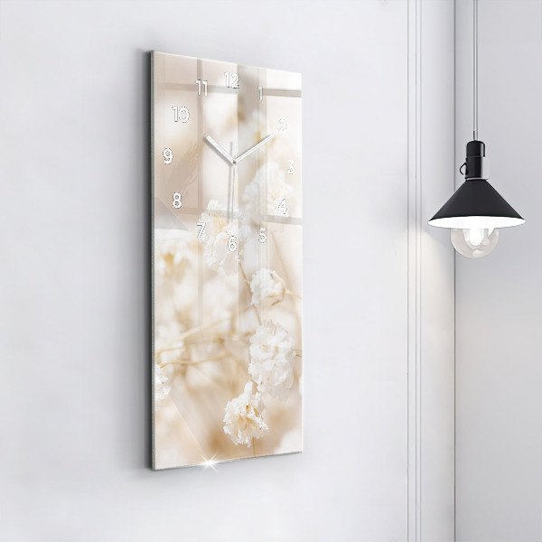 Vertical wall clock Small white flowers