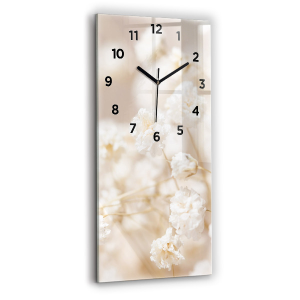 Vertical wall clock Small white flowers
