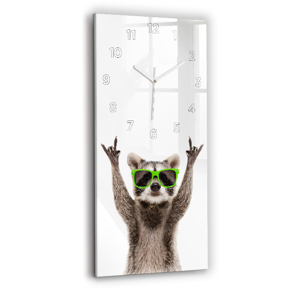 Vertical wall clock Raccoon with glasses