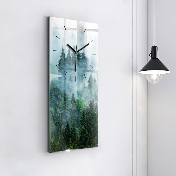 Vertical wall clock Misty forest