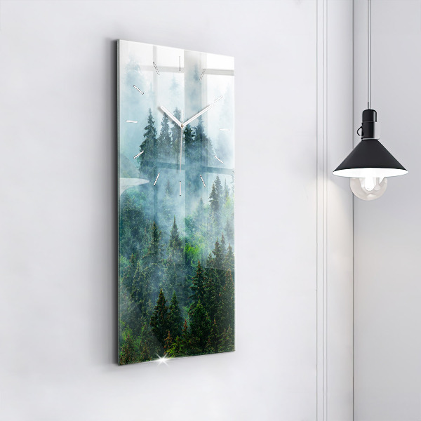 Vertical wall clock Misty forest