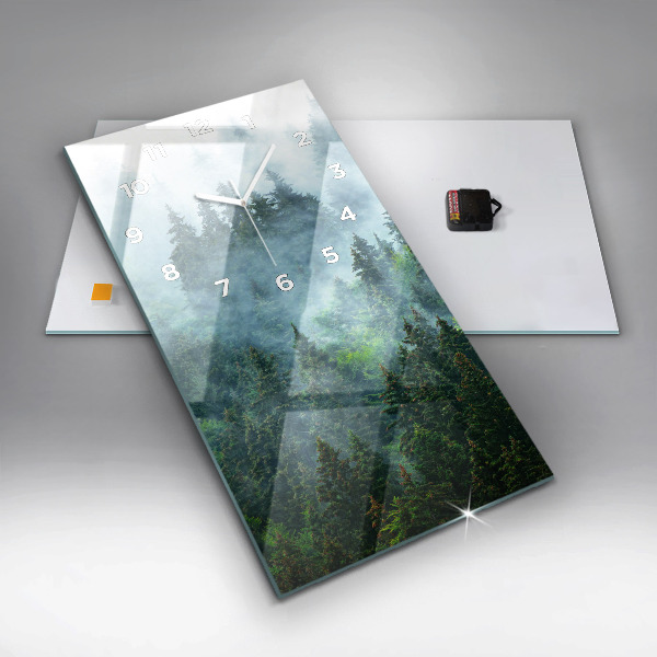 Vertical wall clock Misty forest