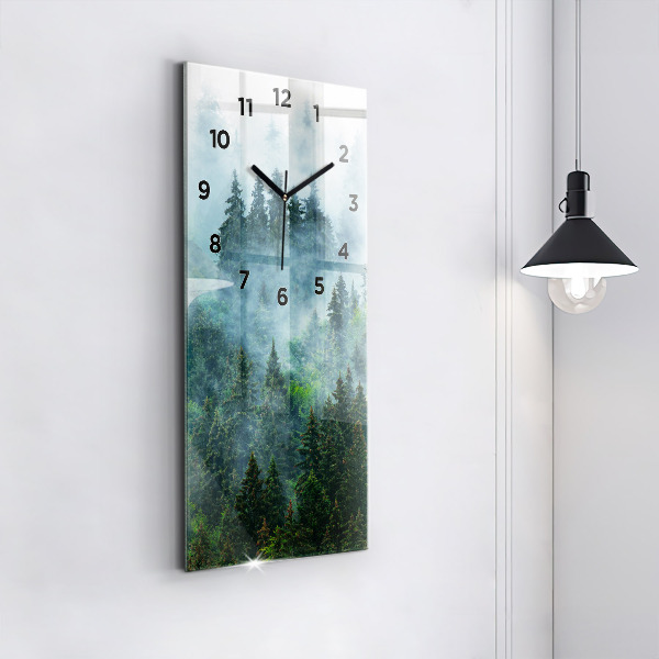 Vertical wall clock Misty forest