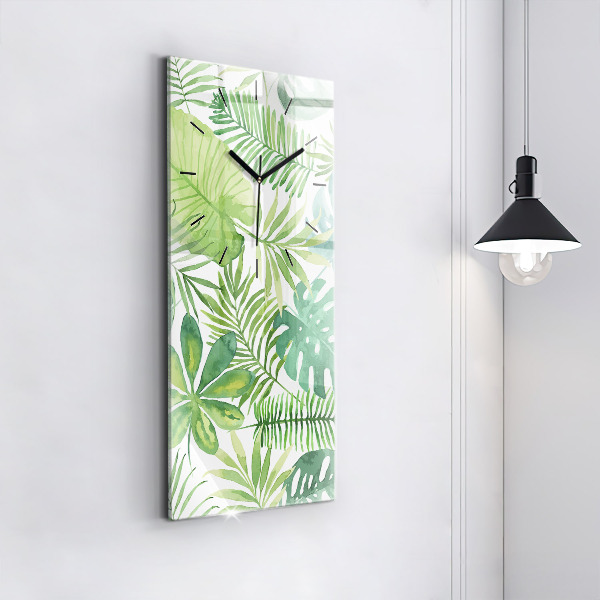 Vertical wall clock Green leaves
