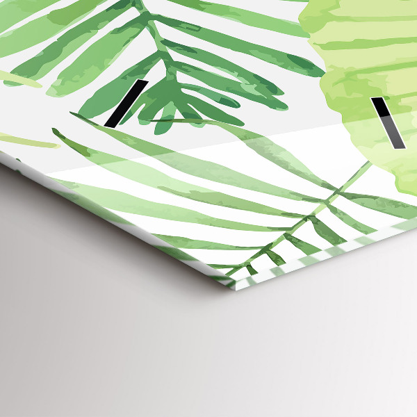 Vertical wall clock Green leaves