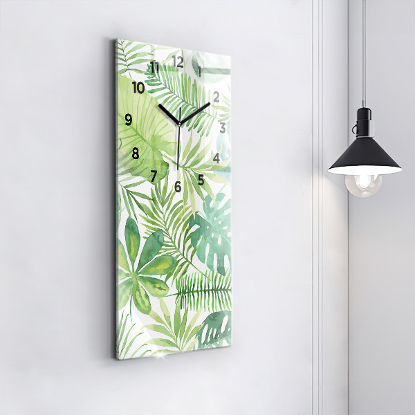 Vertical wall clock Green leaves
