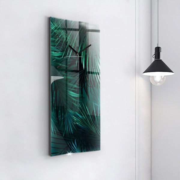 Vertical wall clock Tropical leaves