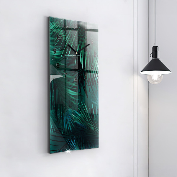 Vertical wall clock Tropical leaves