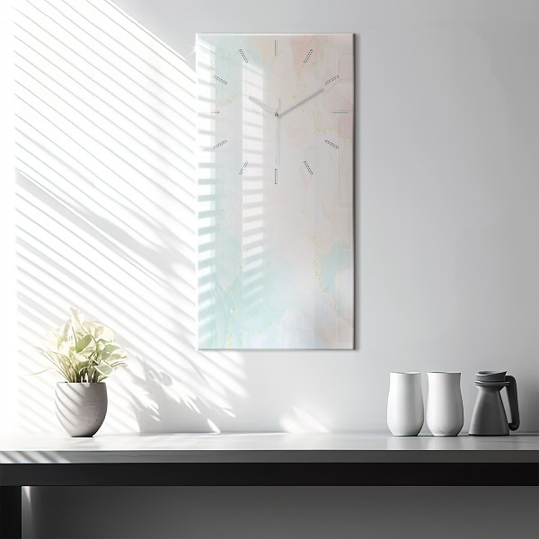 Vertical wall clock Watercolor marble
