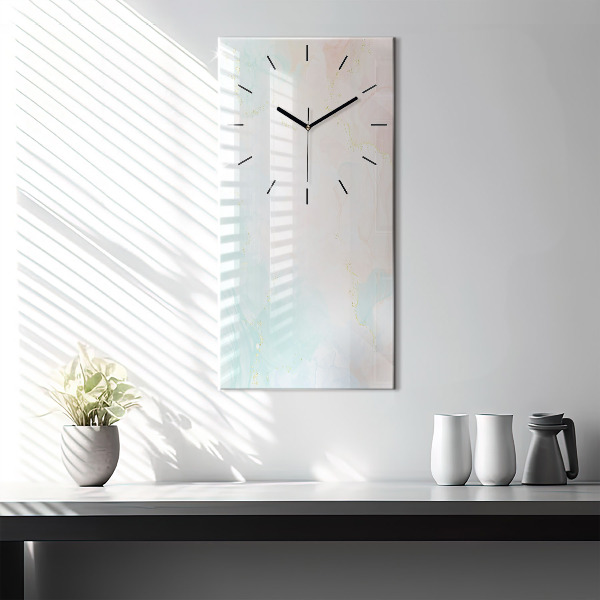 Vertical wall clock Watercolor marble