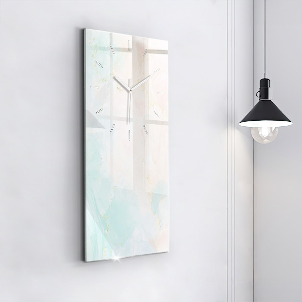 Vertical wall clock Watercolor marble