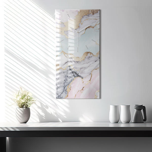 Vertical wall clock Pastel marble