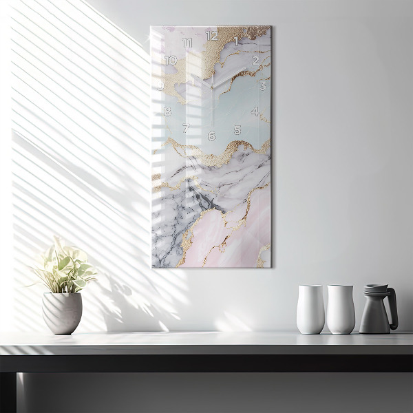 Vertical wall clock Pastel marble