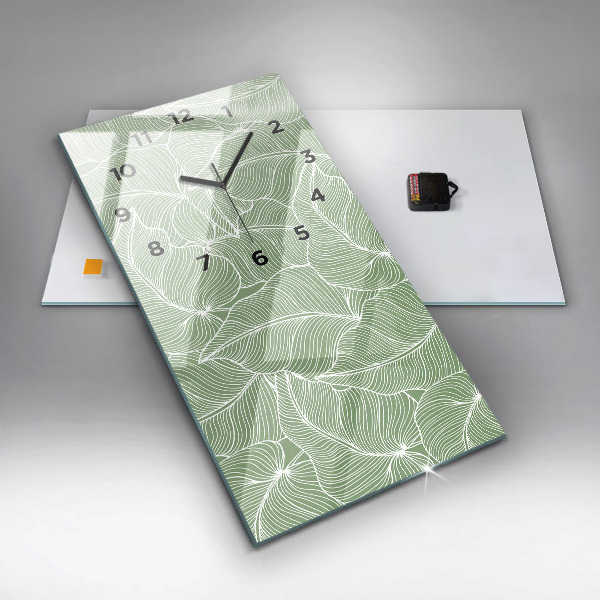 Vertical wall clock Leaves nature pattern