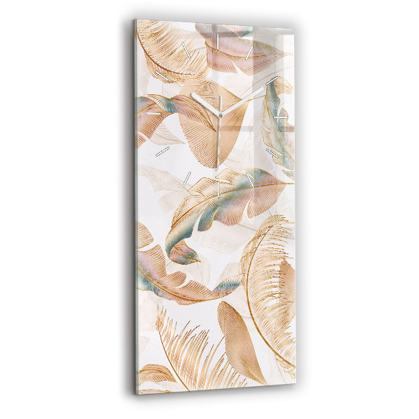 Vertical wall clock Nature leaf pattern