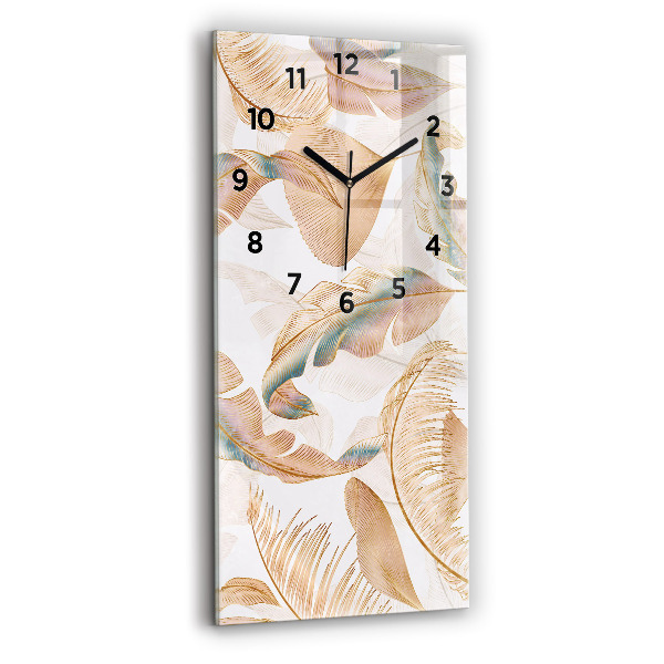 Vertical wall clock Nature leaf pattern