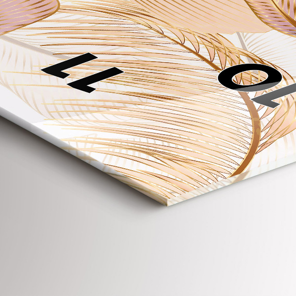 Vertical wall clock Nature leaf pattern