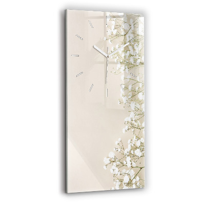 Vertical wall clock Blooming gypsophila flowers