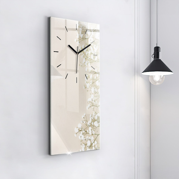Vertical wall clock Blooming gypsophila flowers